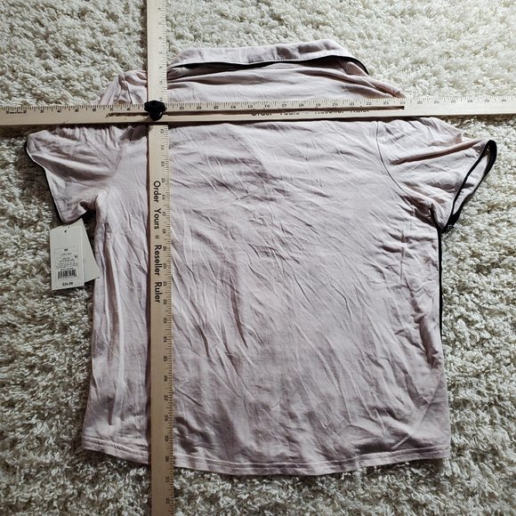 Stars Above Pajama Top Soft Petal Pink Short Sleeve Collared Medium #60-042 - Picture 7 of 8
